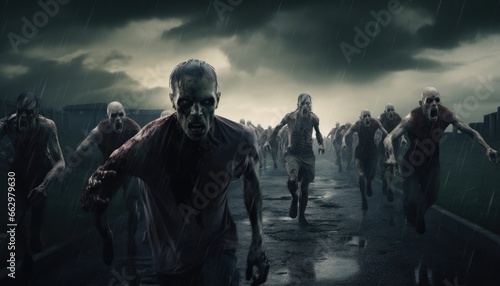 zombie in thea drak scene running ,horror ,scary 