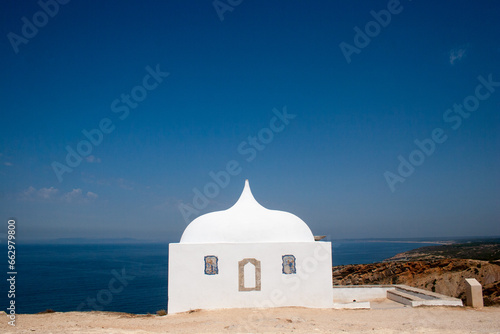 Chapel on a cliff by the sea