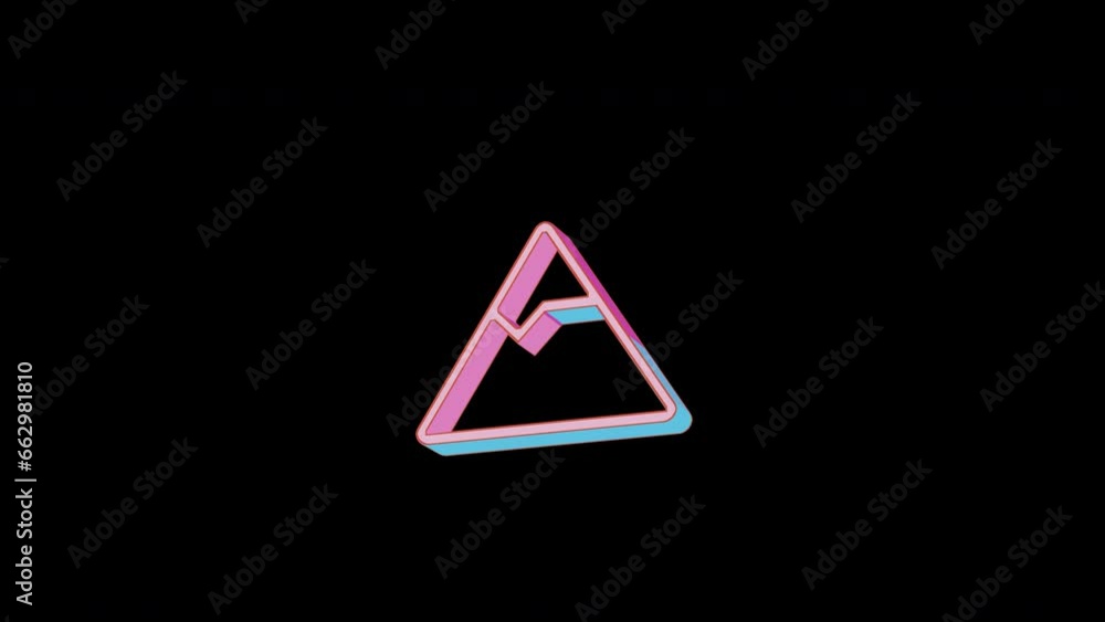Bright mountain icon is jumping merrily. Retro style. Alpha channel black. Looped from frame 120 to 240, Alpha BW at the end Bright mountain icon is jumping merrily. Retro style. Alpha channel black. Looped from frame 120 to 240, Alpha BW at the end