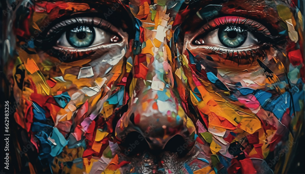 Obraz premium Vibrant colors and abstract patterns create a futuristic, bizarre fantasy generated by AI