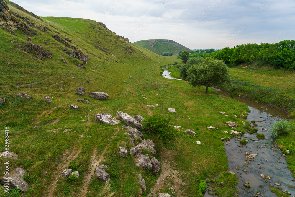 Obraz premium Hilly valley. Background with selective focus and copy space