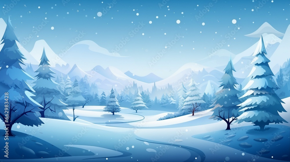 Snowy Christmas Forest Landscape Background
