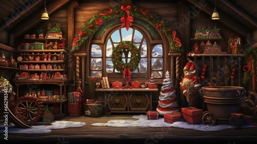 Whimsical Santa's Workshop Background