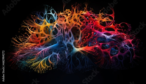 Abstract science in multi colored backgrounds of nature motion fractals generated by AI
