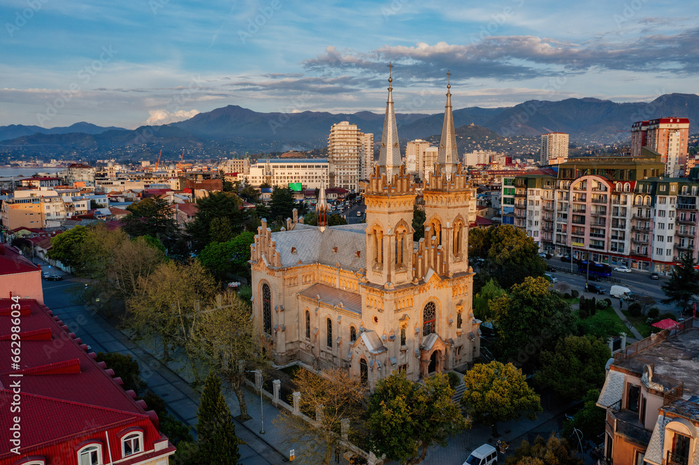 Fototapeta premium Batumi Cathedral of the Mother of God, drone aerial view