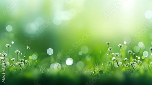 Green leaf for nature on a blurred background with beautiful bokeh and copy space for text