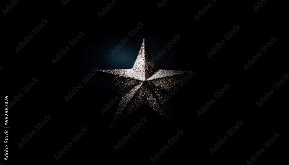 Obraz premium Golden star symbol shines on dark metallic background, luxury celebration generated by AI