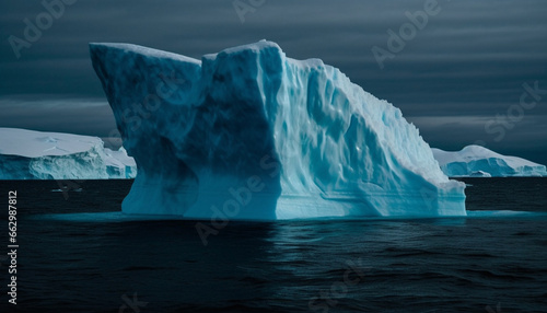 Exploring the Majestic Arctic Landscape, Floating on Tranquil Seascape generated by AI