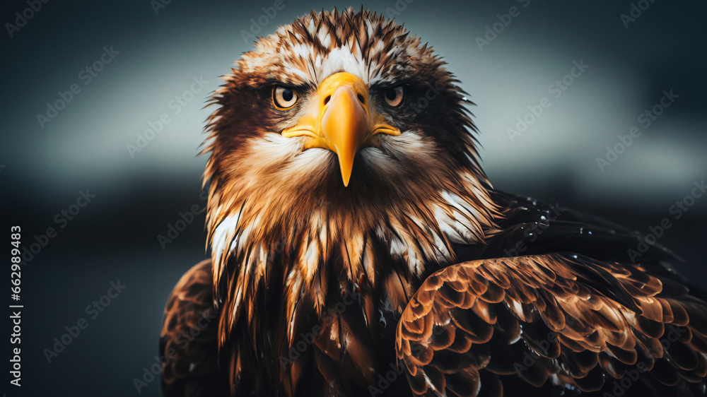 Retrato de un águila mirando a la cámara - obrazy, fototapety, plakaty 