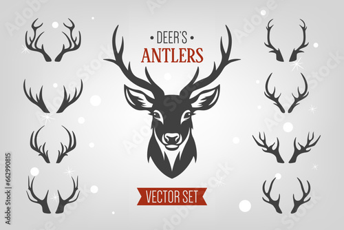 Valokuva Vector Christmas Reindeer Horns, Antlers