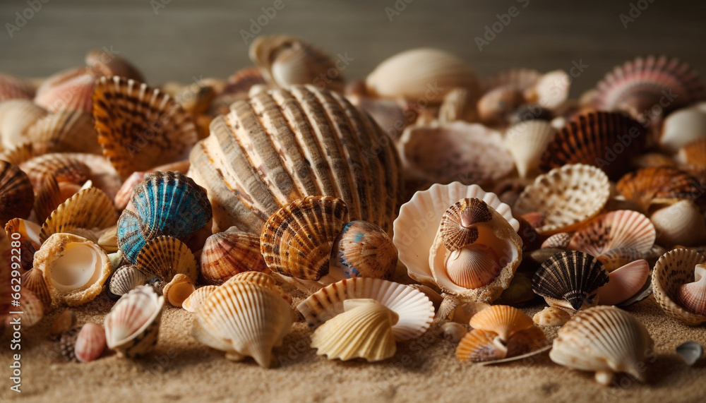 Colorful seashell collection showcases beauty in nature underwater decor generated by AI