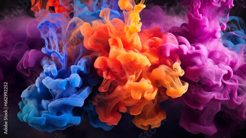 colorful smoke on the black background