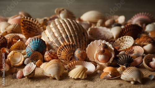Colorful seashell collection showcases beauty in nature underwater decor generated by AI