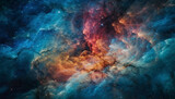 Deep blue nebula glows in star field, a cosmic wallpaper generated by AI