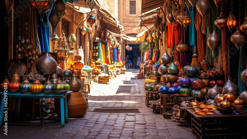 the traditional moroccan souk in the old medina