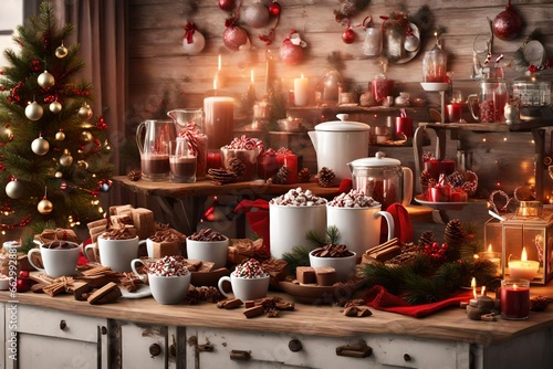 a Christmas-themed cocoa bar.