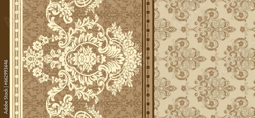 Seamless damask wallpaper. Seamless vintage pattern in Victorian style . Hand drawn floral pattern.