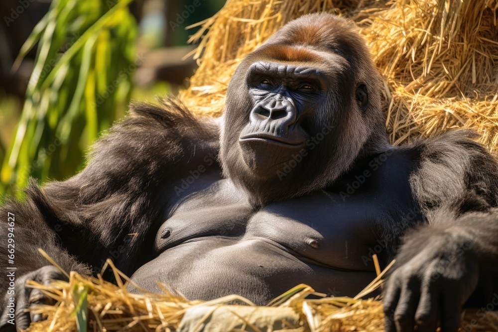 Gorilla chilling and having a good time.