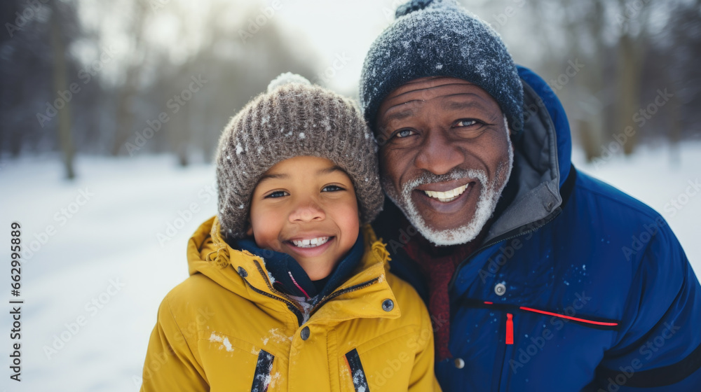 Dad's winter tales: A father and son enjoy a snowy adventure, exchanging stories that light up their day. Dad's winter tales: A father and son enjoy a snowy adventure, exchanging stories that light up their day.