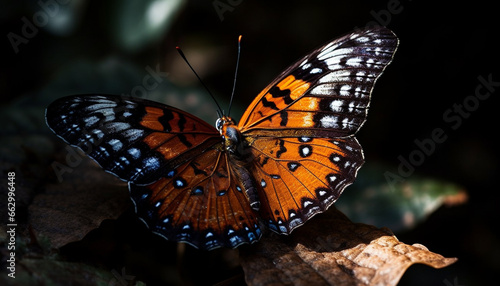 Vibrant butterfly in tropical rainforest showcases natural beauty and elegance generated by AI