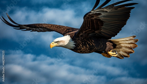 Majestic bird of prey flying in mid air with spread wings generated by AI