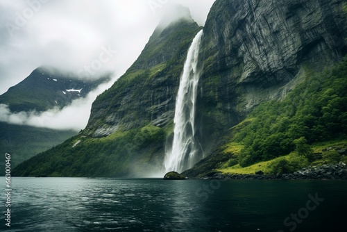 Beautiful Norwegian fjords. Generative AI