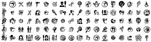 The Art of Styling: Hair Salon Icons and Pictograms, Graphic Ressources for hairstyle logos, set of editable stroke Art
