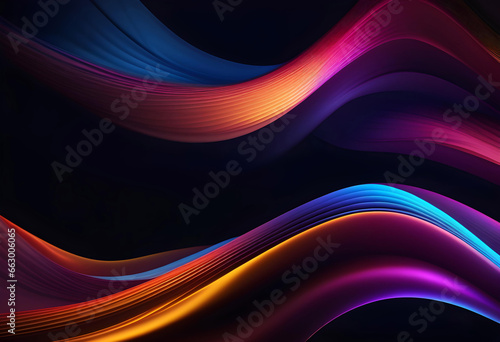 abstract dark background with flowing colouful waves