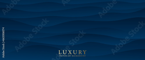 Dark blue elegant vector abstract background with waves. Modern premium gradient illustration for cover design, card, flyer, poster, luxe invite, prestigious voucher and invitation. 3D tile.