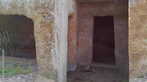 The entrance of an ancient Etruscan catacomb to Cerveteri