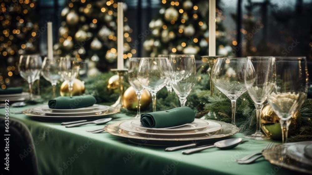 Beautiful Green Winter Tablecloth Christmas Dinner: Festive Home Interiors