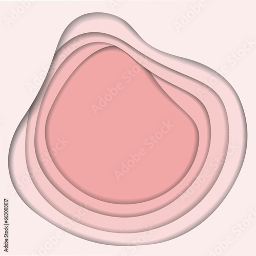 Paper cut background of wave lines in trendy soft pink. Copy space. Template for lettering or cards