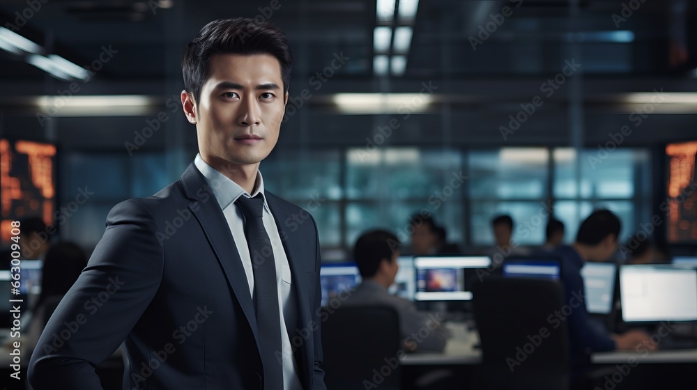 A young businessman with a confident pose. Generative AI. A young businessman with a confident pose. Generative AI.