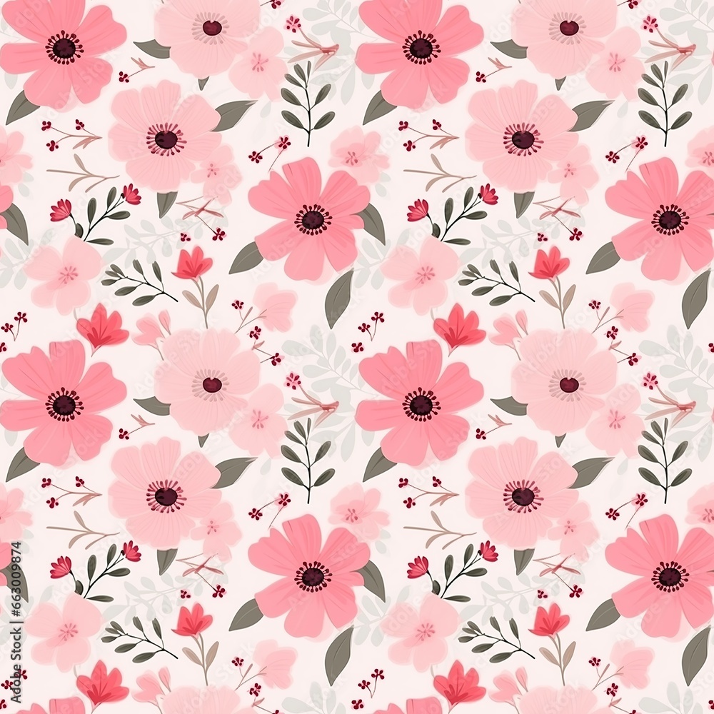 Pink floral seamless pattern. Small floral pinky seamless pattern.