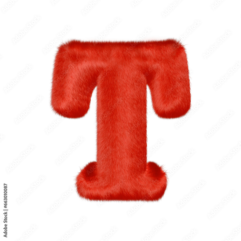 Red fur symbol. letter t Red fur symbol. letter t