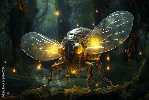 Lifelike depiction capturing the essence of a firefly in incredible detail. Generative AI
