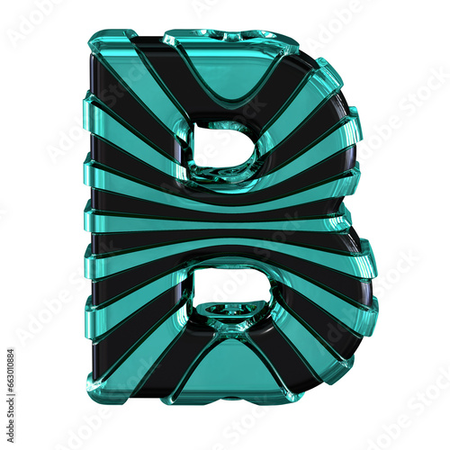 Black symbol with turquoise straps. letter b