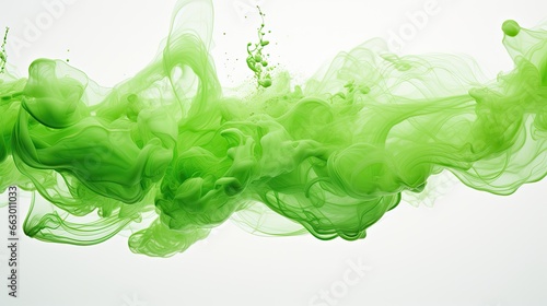 Image of a cloud of green ink paint on a white background.