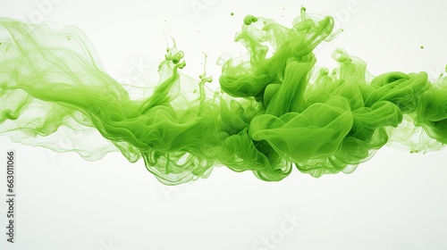 Image of a cloud of green ink paint on a white background.
