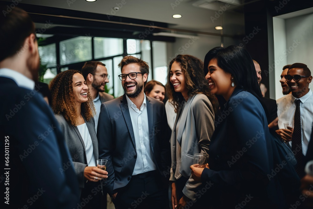 Obraz premium Diverse business crowd networking