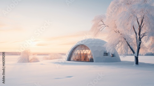Image of a Nordic landscape with an igloo.