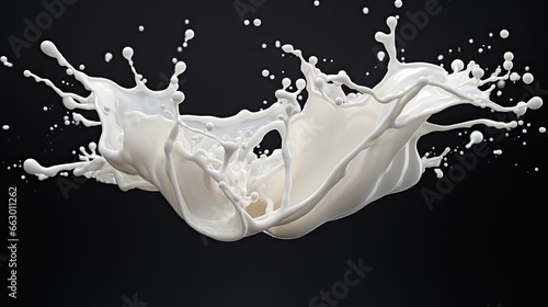 Image of milk splash on dark background.