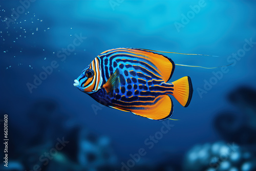 Regal Tang Fish swimming in the open ocean
