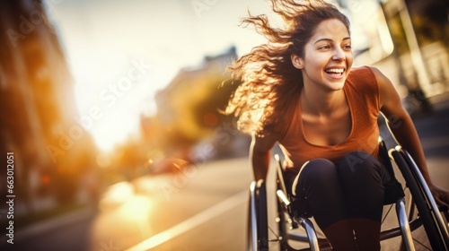 A young woman with paraplegia running her own successful online business, using her expertise and savvy marketing skills to reach a wide audience. She is breaking barriers in the business photo