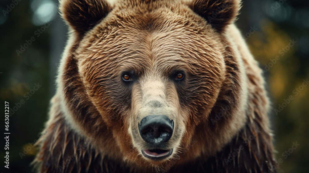 Portrait shot of an aggressive Grizzly Bear	