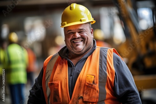 A tall and broadshouldered man with achondroplasia, working as a construction worker. Despite breaking stereotypes about dwarfism being synonymous with small stature, they still face discrimination