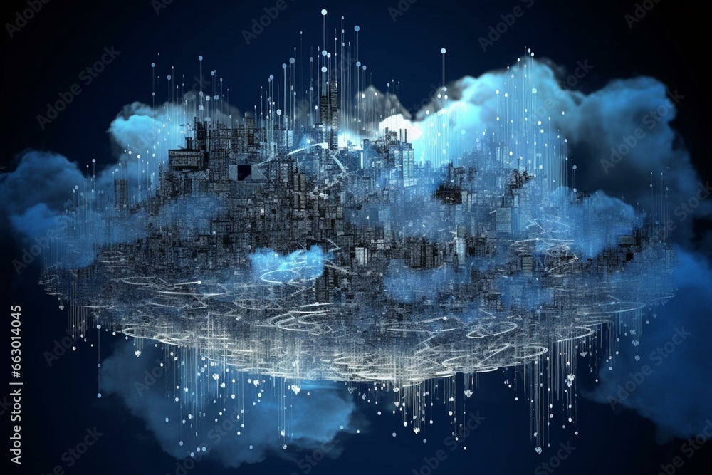 Digital representation of cloud computing technology. Generative AI