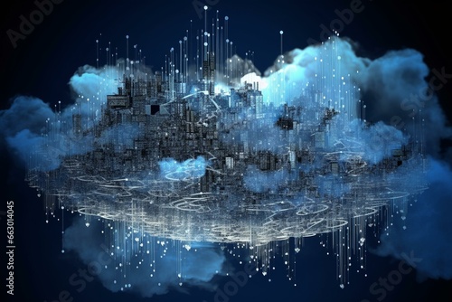 Digital representation of cloud computing technology. Generative AI