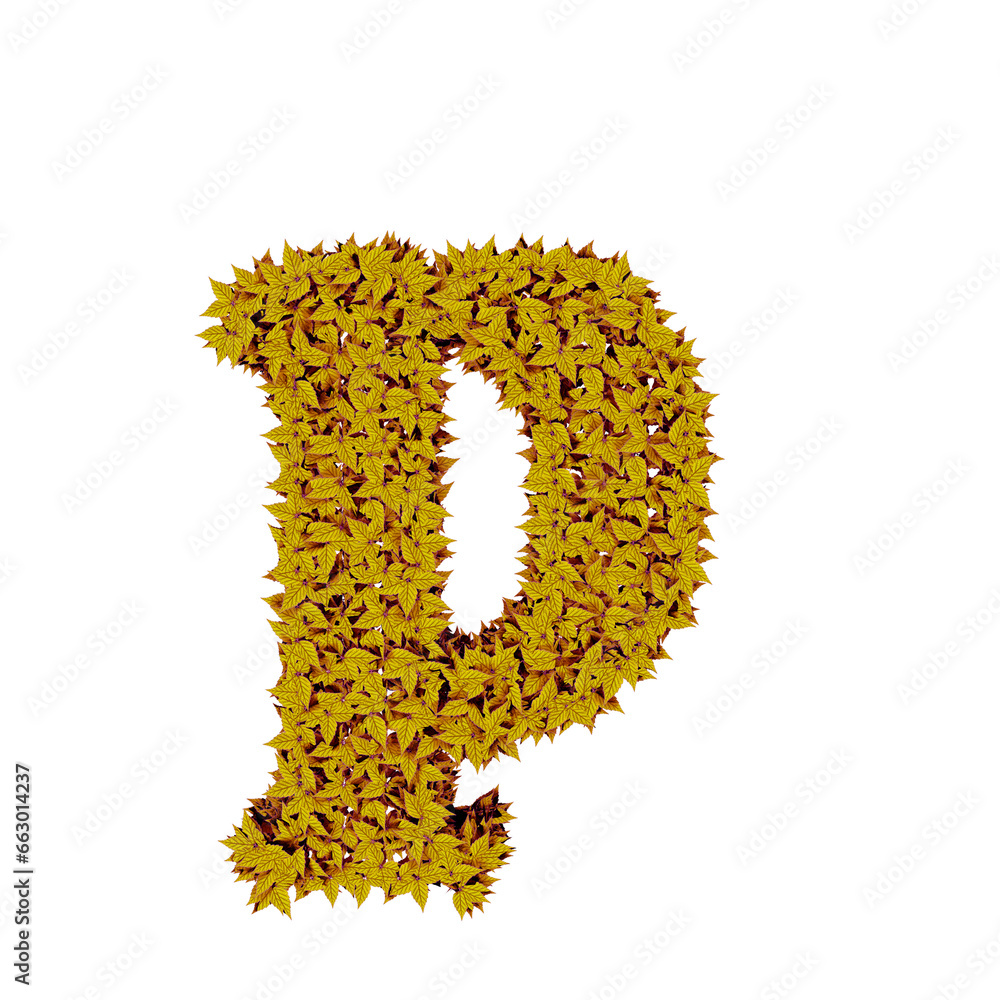 Symbol from yellow leaves. letter p
