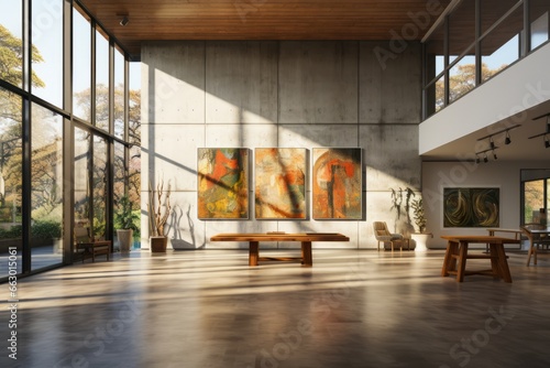 Living Room with Table and Art photo